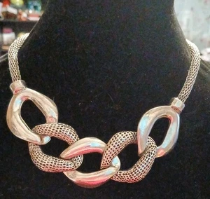 Collar grande plateado grueso eslabón de cadena llamativo oficina 14"-18" - Imagen 1 de 8