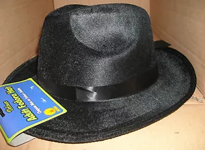 SOMBRERO NEGRO FEDORA DANZA TEATRAL FIELTRO NEGRO ADULTO Talla Unisex Cinta Satinada - Imagen 1 de 2
