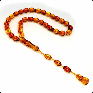 Cuentas de oración de resina de miel clara-Tesbih-Tasbih-Tasbeeh-Misbaha (9x7 mm 33 cuentas) - Imagen 1 de 10