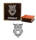 Printtoo Square Owl Pattern Wooden Stamp Crafting Stamps Craft Textile-PRB-148