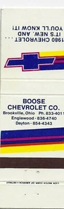 Matchbook Cover 1980 Chevrolet It's New and You'll Know It Brookville Ohio - Picture 1 of 3
