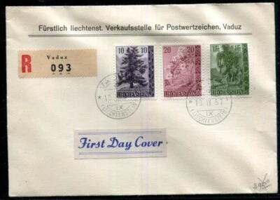 Liechtenstein #312-314 First Day cover Trees Cat 130 - Image 1 of 2