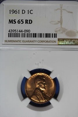 1961 D NGC 1C MS65RD LINCOLN MEMORIAL CENT #B50240 - Image 1 of 2