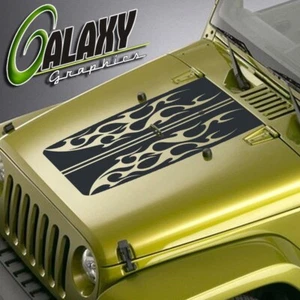 Blackout Hood Decal para Jeep Wrangler Flame Design Matte Black Vinyl Sticker - Imagen 1 de 6