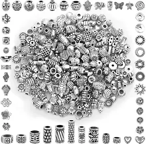 350 Pcs Silver Spacer Beads for Jewelry Making, Mixed Jewelry Spacer Beads Bulk - Picture 1 of 7