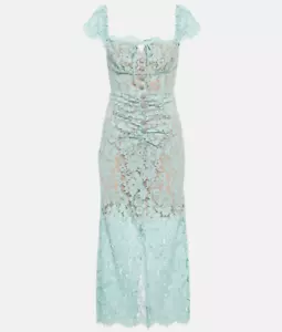 Self Portrait Embellished Lace Midi Dress Aqua - Picture 1 of 5