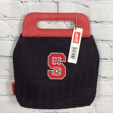Alan Stuart NCAA NC State Wolfpack Mesh Hand Bag Embroidered Logo Red/Black Cover