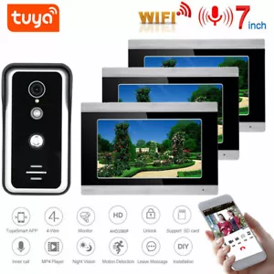 7 inch TUYA 1080P WiFi Video Door Phone Intercom System With 3pcs Touch Monitors - Picture 1 of 7