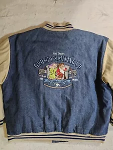 Giacca vintage anni 90 Walt Disney denim Varsity "Grumpy's Mining Co." adulto taglia XL - Foto 1 di 10