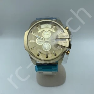 Orologio da uomo Diesel DZ4360 Mega Chief Quadrante Oro Cronografo Acciaio Inox - Foto 1 di 3