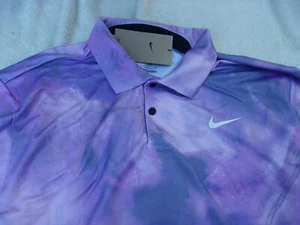 NWT Nike dri fit polo, purple, patterns, men's L, XL, XXL, 2 button top, $80 - Picture 1 of 7