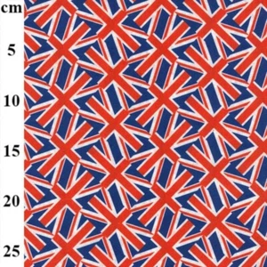 100% Cotton Digital Fabric Rose & Hubble Small Angled Union Jack Flags Patriotic - Picture 1 of 1