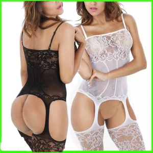 Lingerie Da Donna Bodystocking Senza Cavallo Babydoll Intimo Body A Rete M ☆ - Picture 1 of 18