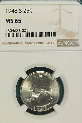 1948-S NGC MS65 Washington Quarter!! #A7423 - Image 1 of 2