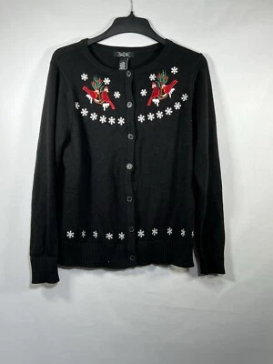 Кристалл Кобе черный большой длинным рукавом на пуговицах свитер церкви женщин кардинал - Изображение 1 из 4