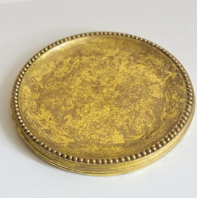 Yankee Candle Company Grande Hoja de Oro Cuerda Borde Candelabro Plato Navidad Foto 1 de 4