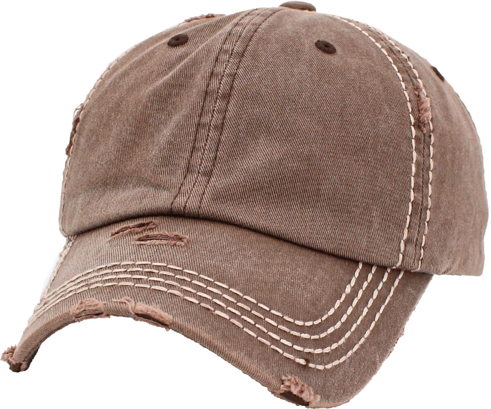 Gorra de béisbol ajustable vintage de algodón envejecido lavado costura gruesa para papá Foto 1 de 1