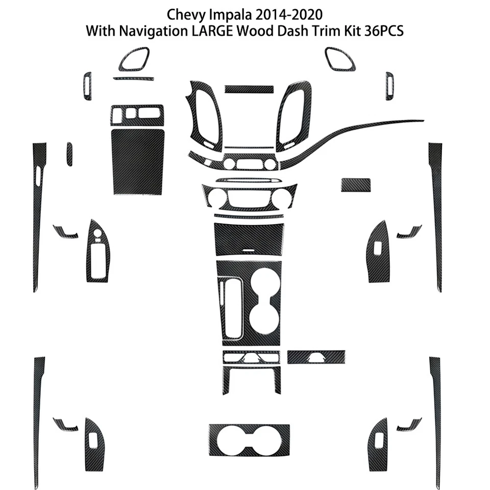 36Pcs Carbon Fiber Interior Full Kit Cover Trim For Chevrolet Impala 2014-2020 Foto 1 de 4