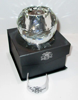 Oleg Cassini Bola Corte Cristal Transparente Votiva 2 1/2" #101341 Firmada Foto 1 de 4