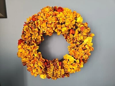 20" Fall Hydrangea Wreath Realistic Artificial Home Office Decor Looks Natural - Image 1 of 4
