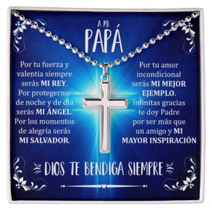 Regalo Para Papa Cristiano Católico Crucifijo Collar Cumpleaños Dia del Padre - Picture 1 of 16