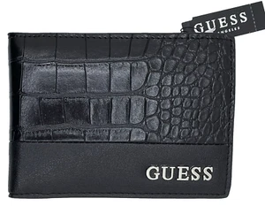 GUESS WALLET Men Black Logo PU Leather Bi-Fold AUTHENTIC Brand New with tags - Picture 1 of 9