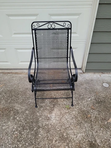 Vintage Black Wrought Iron Patio Spring Rocking Chair Cover