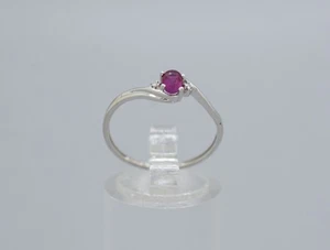 (MA4) Ladies 10k White Gold Oval Cut Red Stone Ring .9 Grams Size 7 - Picture 1 of 6