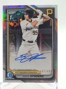 EDDIE RYNDERS 2024 BOWMAN DRAFT CROMO AUTO refractor 467/499 PITTSBURGH PIRATES - Imagen 1 de 2