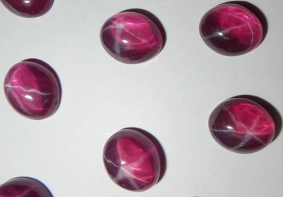 Transparent Star Ruby Oval 11x9 mm Cabochon 6 Rayed Lab-created Stone 5 pcs Lot - Image 1 of 4