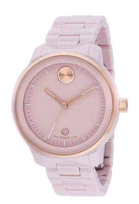 Movado Bold VERSO Pink Ceramic Rose Gold Accents Women's Swiss Made Watch3600935 - Image 1 of 4