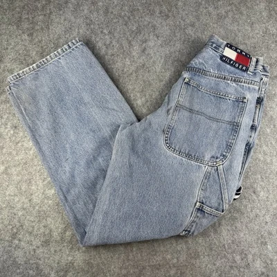 Vintage Tommy Hilfiger Carpenter Jeans Big Flag 30x34 Blue Denim Pants Baggy Y2K - Image 1 of 4