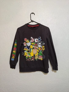 Super Mario Bros Youth Boys Pullover Crewneck Sweatshirt Gray Size 12-13 Years - Picture 1 of 5