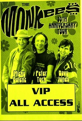Monkees VIP all access pass. 20th anniversary Tour, 1986 - Image 1 of 2