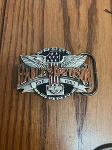 Harley Davidson 1 V-88 alas peltre cinturón hebilla Siskiyou 1992 diseño Harmony - Imagen 1 de 3