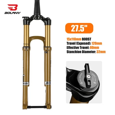 Horquilla neumática de suspensión 26/27,5/29 pulgadas 120 mm horquilla de viaje MTB 15x110 mm horquilla de bicicleta Boost Foto 1 de 4