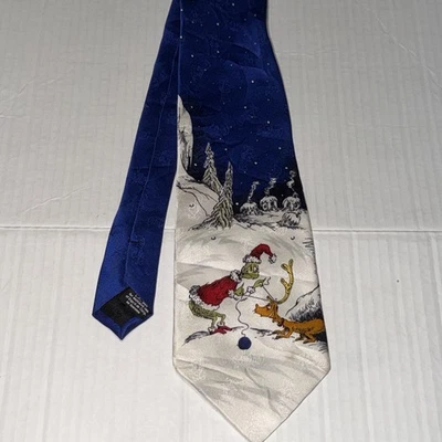 Corbata para hombre Dr. Seuss 1994 jacquard de seda The Grinch dibujos animados navideños 57" Foto 1 de 4