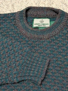 Suéter vintage de lana GOKEY M verde SHETLAND cuello redondo tejido irlandés orvis ARAN - Imagen 1 de 8