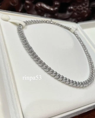 Мужское круглое ожерелье из кубинских звеньев с бриллиантами 18 карат с покрытием из белого золота 14 карат - Изображение 1 из 3