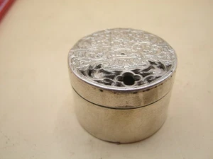 Antique White Metal Box With Pierced Vinaigrette Style Lid - Unknown Silver Mark - Picture 1 of 5
