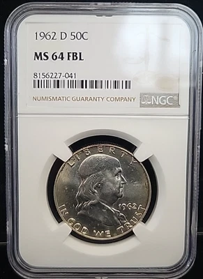 1962 D Franklin Half Dollar 50c NGC MS64FBL | Full Bell Lines | See Pics - Image 1 of 4