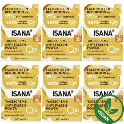 6 x 50ml | ISANA Q10 Anti-Wrinkle Day Cream SPF 30 Demanding Skin Vegan - Image 1 of 3