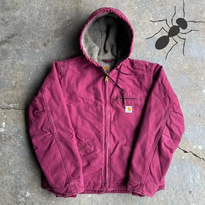 复古 y2k 女式粉色 Carhartt 连帽工作服夹克  — 第 1/4 张图片