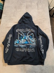 Vintage West Coast Choppers Hoodie Size 2XL Y2K Rare Print Sleeve Hits - Picture 1 of 11
