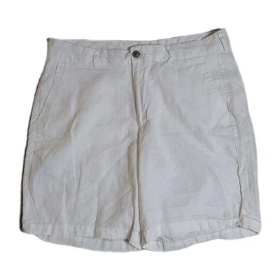 Tasso Elba Mens Shorts Size 34 Linen BEIGE NATURAL FLAT FRONT  - Image 1 of 4