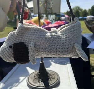 Cute Hand crochet Puppy Dog Purse! Beige and Brown, NEW! - Picture 1 of 4