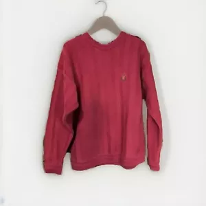 Vtg 90’s Chaps Ralph Lauren Red Cotton Chunky Fisherman Knit Sweater Men’s XL - Picture 1 of 6