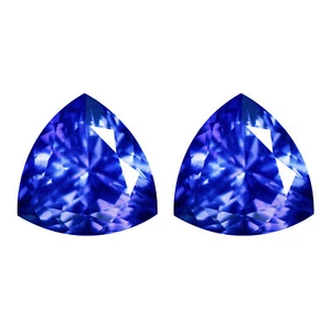 1.20Ct 2pcs Pair Pretty Trillion Cut 6mm 100% Natural Purple Blue AAA Tanzanite - Foto 1 di 5