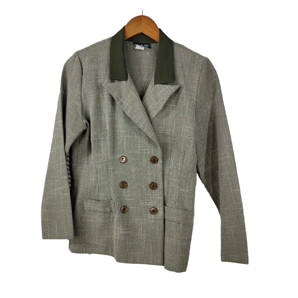 Chaqueta Blazer Vintage 90 Talla 8 Dark Academia Doble Pecho Verde Ligera  Foto 1 de 4