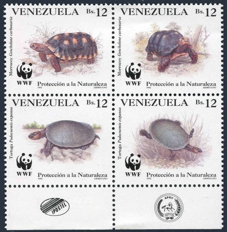 Venezuela 1471 ad, MNH. Mi 2729-2732. WWF-1992. Turtles: Geohelone carbonaria, - Image 1 of 1